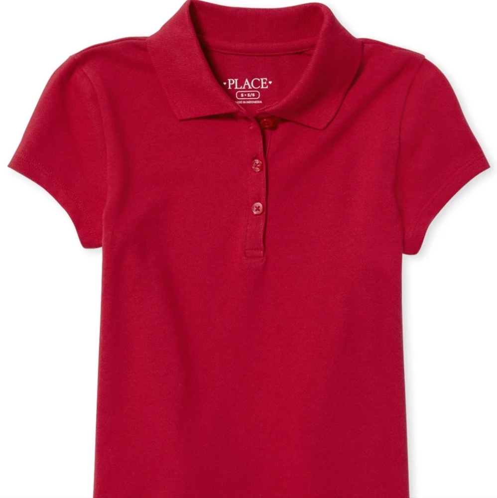 Girls Uniform Pique Polo - Ruby and Navy (3 pack)